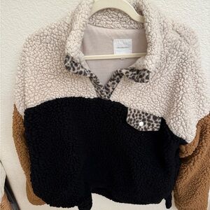 Thread & Supply Black and Cream Sherpa Sweater